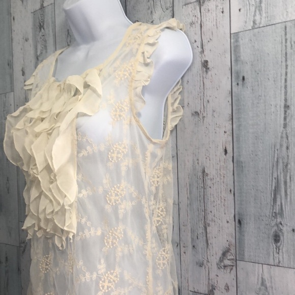 Adiva Sheer Lace Ruffled Top NWT Medium - Picture 4 of 10